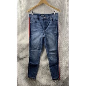 Express Ankle Legging Womens Jeans Size 12 High Rise Stretch Red Stripe Trim
